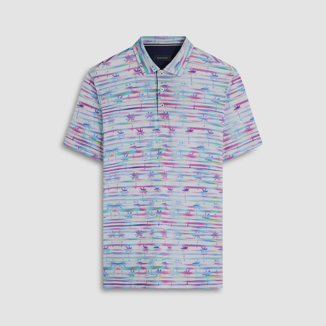 Bugatchi Hendrix Palm Tree Print Polo Lavender EUROMODA