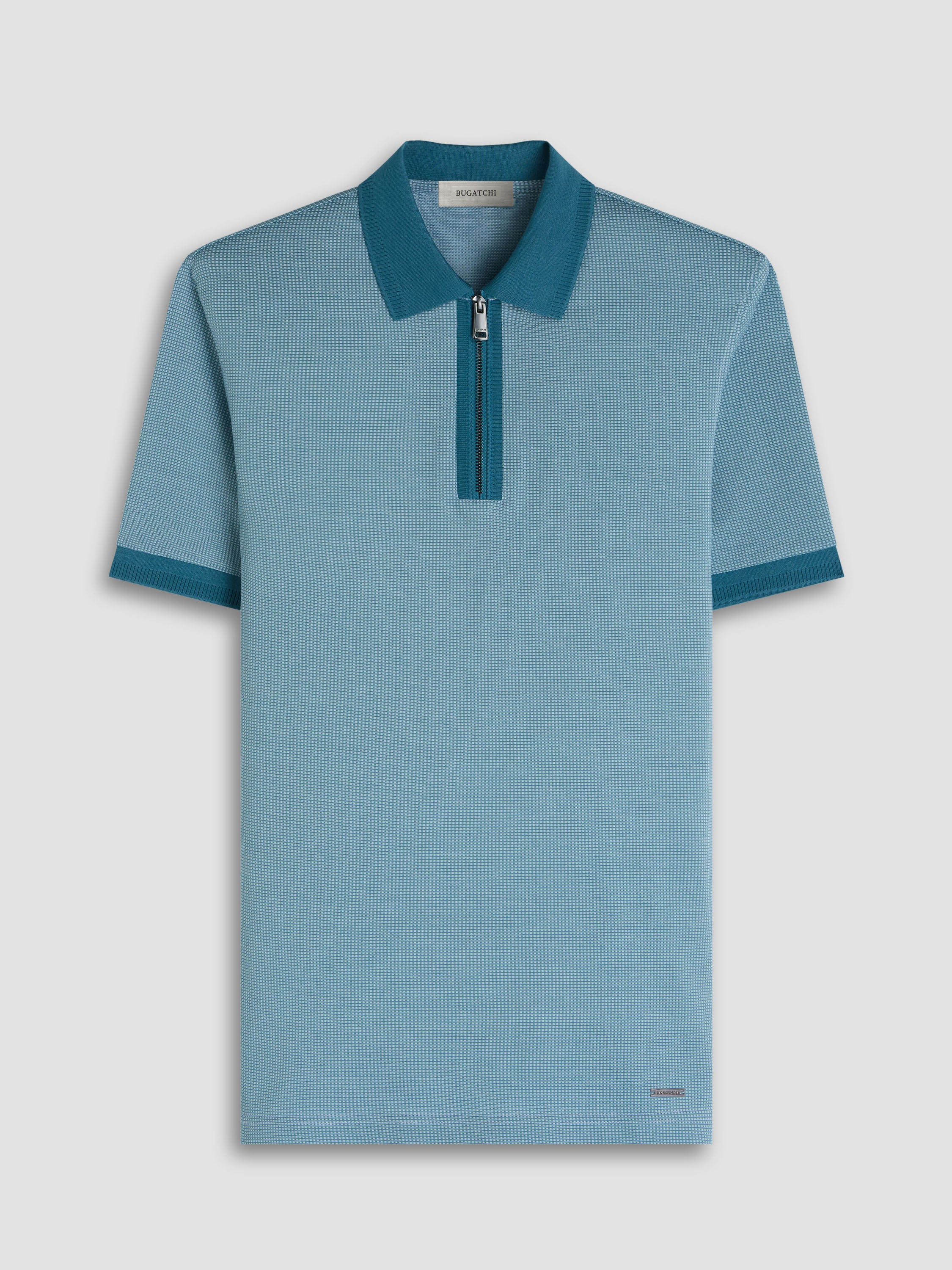 Bugatchi Quarter Zip SS Polo - Teal – EUROMODA